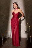 Ladivine CD406 Sculpted Pleated Bodice Lightweight Chiffon Fitted Gown
