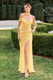 Ladivine CD406 Sculpted Pleated Bodice Lightweight Chiffon Fitted Gown