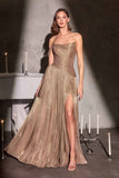 CLEARANCE - Ladivine CD409 One Shoulder Luminescent Chiffon A-Line Navy Dress (Size 14, 16)
