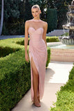 Ladivine CD411 Strapless Sweetheart Pleated Detail Fitted Gown