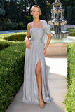 CLEARANCE - Ladivine CD418 One Shoulder A-Line Pleated Luminescent Chiffon Gown (Size 16)