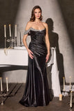 Ladivine CD420 One Shoulder Luxe Shimmer Glitter Stretch Fitted Gown