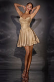 Ladivine CD425 Timeless Corset Satin Fit and Flare Mini Dress