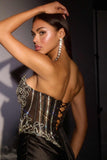 Ladivine CD645 Strapless Sheer Corset Fitted Mini Dress