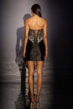 Ladivine CD645 Strapless Sheer Corset Fitted Mini Dress