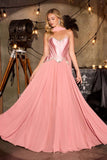 Ladivine CD668 Sculpted Satin Corset Bodice Timeless A-Line Ball Gown