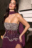 Ladivine CD669 Captivating Fitted Chiffon Gown with Leg Slit