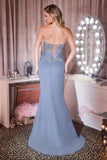 Ladivine CD669 Captivating Fitted Chiffon Gown with Leg Slit