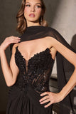 Ladivine CD673 Captivating Strapless Flowy A-Line Gown