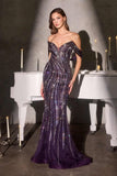 Ladivine CD674 Sculpted Silhouette Sparkling Sequin Soft Tulle Fitted Gown