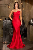 Ladivine CD676 Timeless Strapless Stretch Satin Sweetheart Mermaid Gown