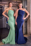 Ladivine CD694 Luxe Stretch Satin Fitted Evening Dress