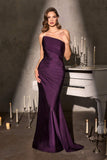 Ladivine CD694 Luxe Stretch Satin Fitted Evening Dress