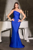 Ladivine CD694 Luxe Stretch Satin Fitted Evening Dress