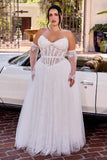Ladivine CD717W Strapless A-Line Gown Lace Applique Tulle Skirt
