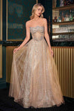 Ladivine CD724 Glitter A-Line Gown Strapless Sweetheart Crystal Beaded