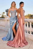 Ladivine CD736 Dress Crystal Strapless Fitted Satin Gown