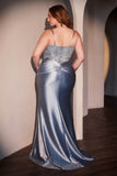 Ladivine CD752C Dress Fitted Satin Embellished Plus Size Gown