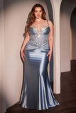 Ladivine CD752C Dress Fitted Satin Embellished Plus Size Gown