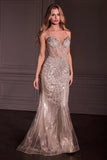 Ladivine CD763 Fit & Flare Crystal Embellished Gown & Overskirt