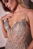 Ladivine CD763 Fit & Flare Crystal Embellished Gown & Overskirt
