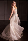 Ladivine CD763 Fit & Flare Crystal Embellished Gown & Overskirt