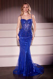 Ladivine CD764 Metallic Fitted Pearl & Crystal Dress