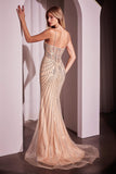 Ladivine CD766 Dress Fitted Pearl & Crystal Prom Gown
