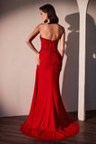 Ladivine CD770 Fitted Strapless Stretch Net Rhinestone Scattered Dress