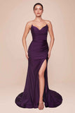CLEARANCE - Ladivine CD791 Dress Strapless Stretch Satin Fitted Dusty Rose Gown (Size 8)