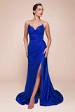 CLEARANCE - Ladivine CD791 Dress Strapless Stretch Satin Fitted Dusty Rose Gown (Size 8)
