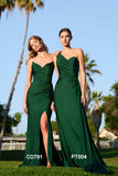 Ladivine PT004 Long Chic One Shoulder Stretch Satin Side Sash Gown