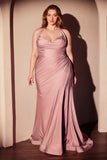 Ladivine CD796C Dress Stretch Satin Halter Fitted Curve Gown