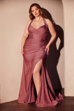 Ladivine CD796C Dress Stretch Satin Halter Fitted Curve Gown