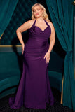 Ladivine CD796C Dress Stretch Satin Halter Fitted Curve Gown