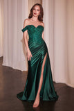 CLEARANCE - Ladivine CD803 Off The Shoulder Lace & Satin Fitted Gown (Size 12)