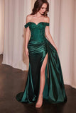 CLEARANCE - Ladivine CD803 Off The Shoulder Lace & Satin Fitted Gown (Size 12)