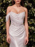 CLEARANCE - Ladivine CD804W Dress Lace Satin Fit & Flare Bridal Gown (Size 16)