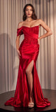 Ladivine CD804 Off Shoulder Lace & Satin Fit & Flare Prom Gown