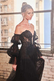 Ladivine CD830 Long Strapless Ball Gown with Removable Sleeves