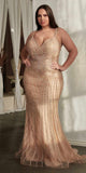 Ladivine CD845 Long Layered Tulle Embellished Rhinestone Gown