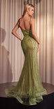 Ladivine CD846 Long Bead Embellished Fit and Flare Gown