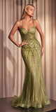 Ladivine CD846 Long Bead Embellished Fit and Flare Gown