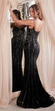Ladivine CD846 Long Bead Embellished Fit and Flare Gown