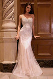 Ladivine CD866 Fitted Fringe Embellished Tulle Overlay Nude Lining Formal Gown