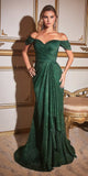 Ladivine CD878 Floor Length Off the Shoulder Glitter Gown