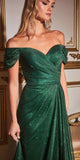 Ladivine CD878 Floor Length Off the Shoulder Glitter Gown