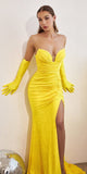Ladivine CD889 Long Strapless Glitter Stretch Gown with Gloves