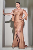 Cinderella Divine CD943C Long Fitted Stretch Jersey Formal Dress Off Shoulder