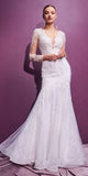 Cinderella Divine CD951W Lace Mermaid Gown With Long Illusion Sleeves
